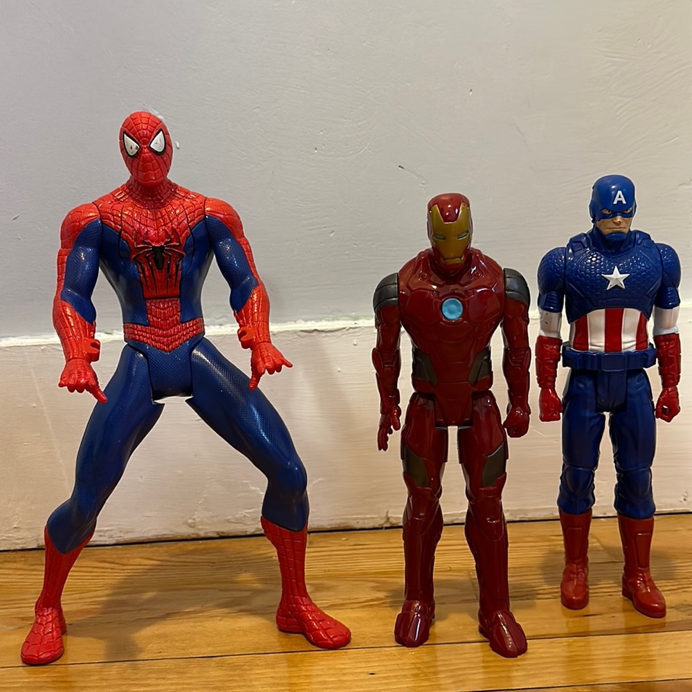(Set as 3) Action Figures: Spider-Man, Iron Man, Captain America